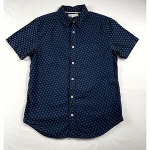Aeropostale Button Shirt Men's S navy Blue floral invisible neck buttons